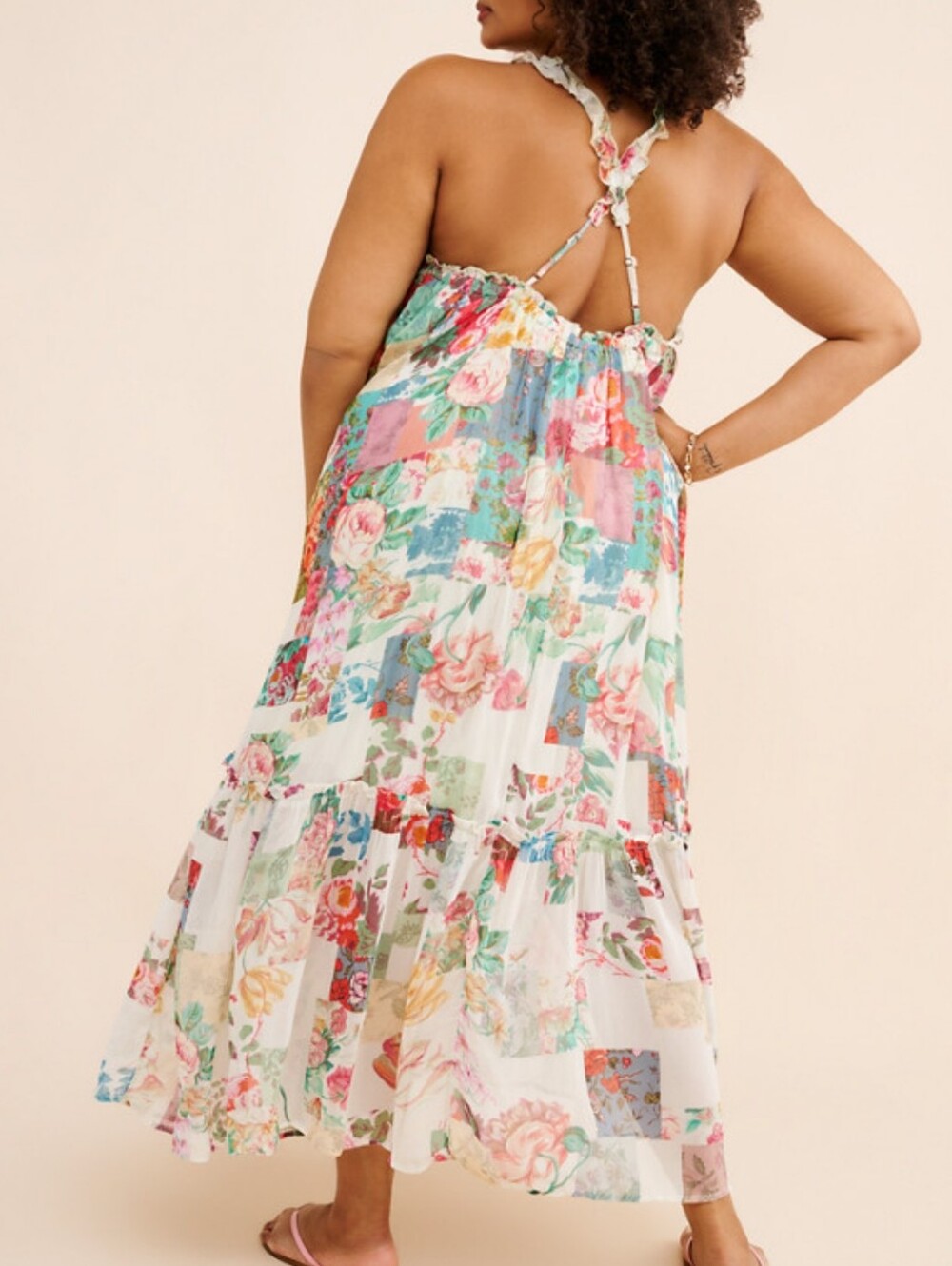 New with Tags Anthropologie Floral Patchwork Maxi Dress 1x - Picture 6 of 7